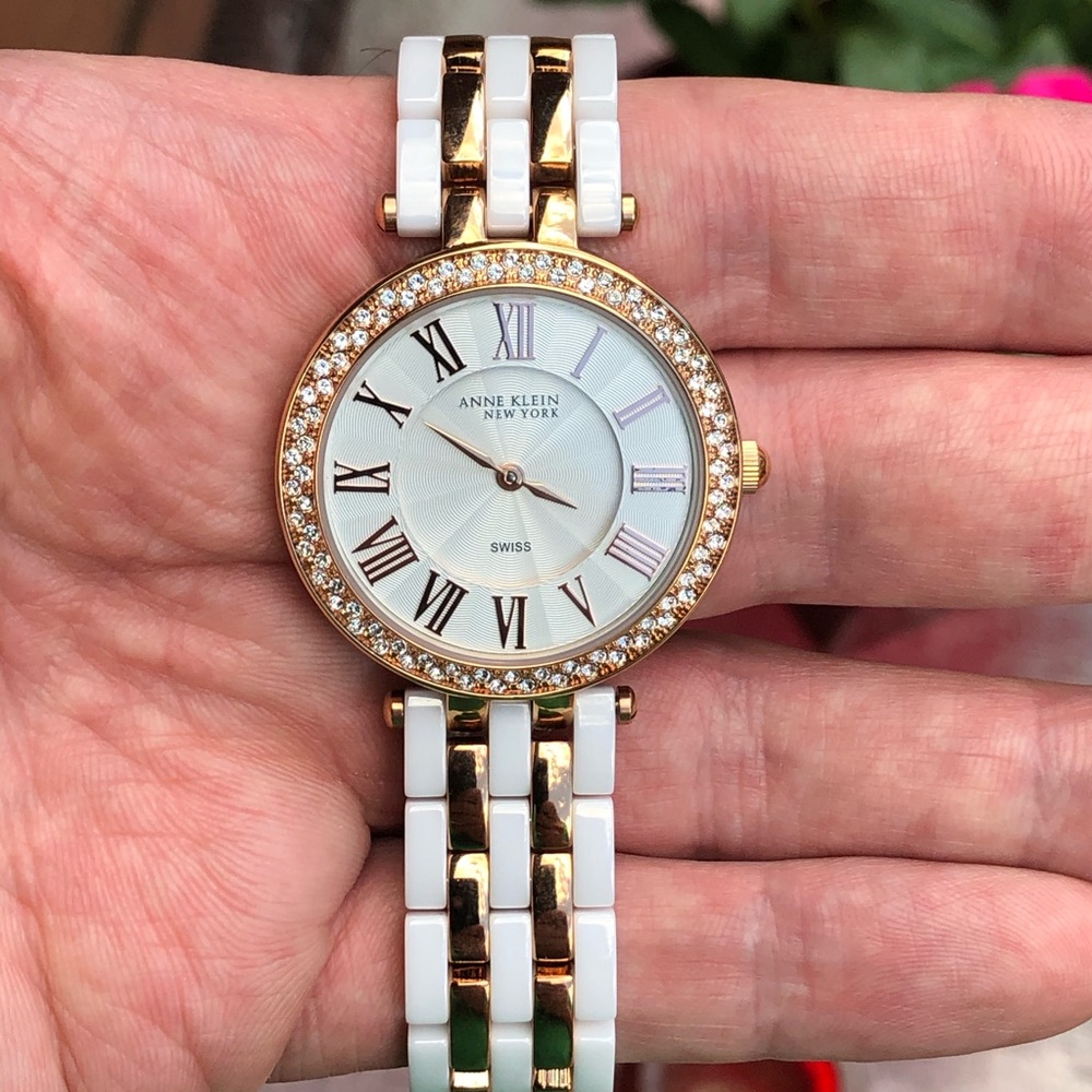 ❤️SALE❤️ Anne Klein Ceramic Gold Tone Crystal Watch